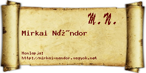 Mirkai Nándor névjegykártya